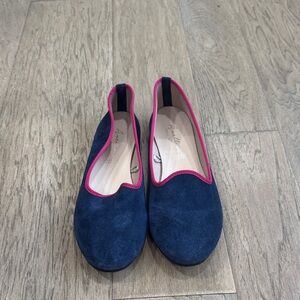 Avellini Navy Flats Pink Trim Size 7.5